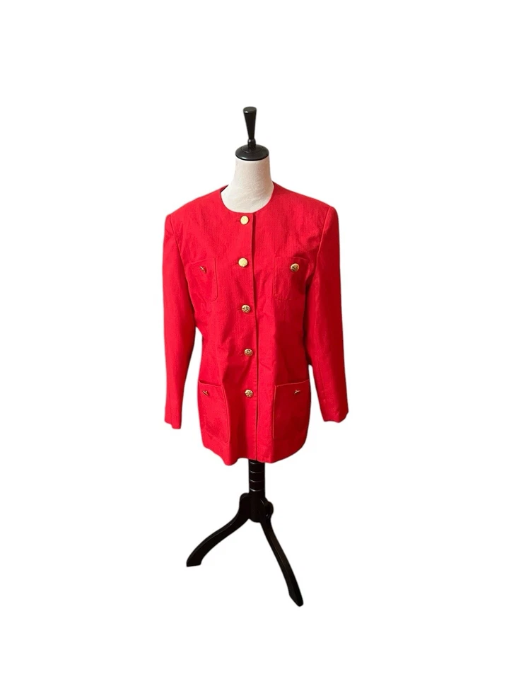 复古红色衬里金色纽扣职业西装夹克 16 码 Morgan Miller — 第 1/3 张图片
