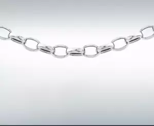9ct Oro Blanco Ovalado Cadena Belcher - Imagen 1 de 1