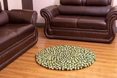 Add a Pop of Color to Your Space with Handmade Multi-Colored Carpet- Felt Rug- - Image 1 of 4