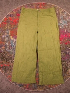 Maeve Anthropologie Wide Leg High Rise Pant Women 33 Green Stretch Linen Palazzo - Picture 1 of 10