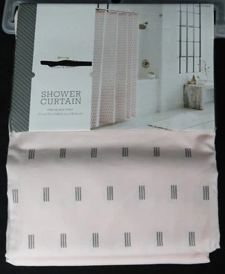 Cortina de Ducha Umbral Rosa Negro Estampado Tela 72x72 Algodón Nuevo #2425 Foto 1 de 4