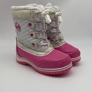 Totes Snow Boots Toddler Girls Size 11 White Pink Glitter - Picture 1 of 10