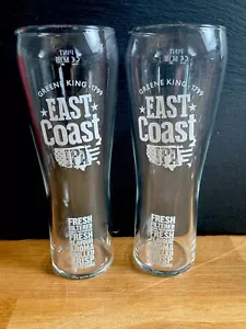 2 X NEW EAST COAST IPA PINT GLASSES  NUCLEATED GREENE KING PUB BAR MANCAVE - Picture 1 of 1