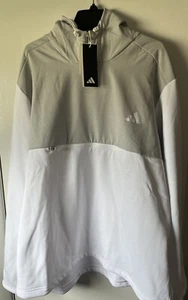 New W/tag adidas Textured Anorak Golf Hoodie - HZ3210 COLLEGIATE White/gray 2XL - Picture 1 of 7