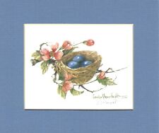 "Bird's Nest" by Carolyn Shores Wright 6" x 7" signed & matted lithograph