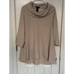 Ali Miles Beige Tan Long Sleeve Light Waffle Knit Textured Blouse Small /L2 - Picture 1 of 7