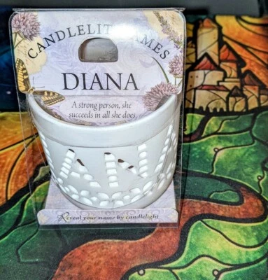 New Candlelit Names DIANA tealite holder candles History & Heraldry candle inclu - Image 1 of 2