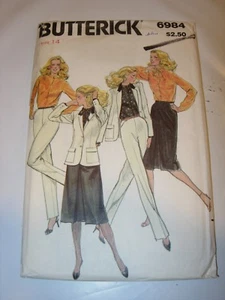 WOMENS UNCUT BUTTERICK Sewing Pattern 6984 SKIRT PANTS SUIT JACKET TOP SIZE 14 - Picture 1 of 3