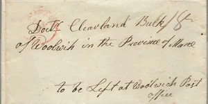 STAMPLESS COVER, January 1817, Wilmington to Woolwich, Maine, 18-3/4 cents - Picture 1 of 3