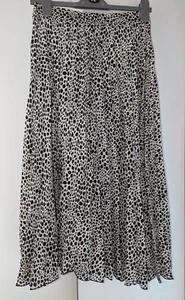 DOROTHY PERKINS Pleated Midi Skirt Size 10 New Tags Black White Polka Dot - Picture 1 of 8