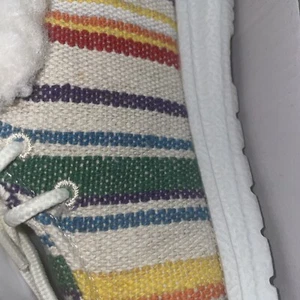 Gypsy Jazz Size 7 White Multicolor Mid Top Laced Sneaker Sherpa Cuff - Picture 1 of 15