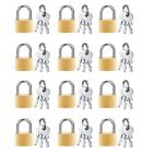 2X(12 Pack  Padlock Small Padlock Solid Brass Locks with 3 Key for Luggage6949