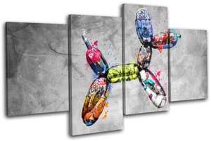 Urban Grunge Inflatable Dog Graffiti MULTI CANVAS WALL ART Picture Print - Picture 1 of 1