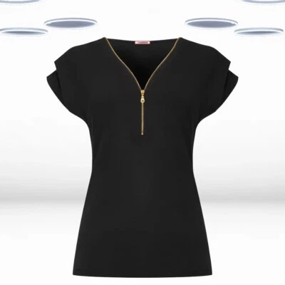 Женский топ Ex Joe Browns с рукавами-крылышками на молнии черный - Изображение 1 из 4