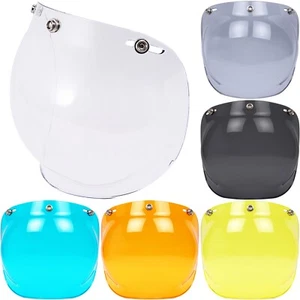 Bubble Visor Face Shield Lens Mask for 3-Snap Motorcycle Open Face Helmet Retro - Foto 1 di 16