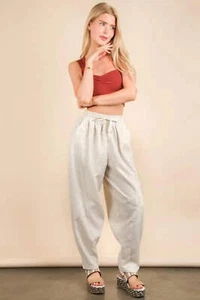 Woven Pants Oversized Drawstring Cotton Linen Pocketed - Picture 1 of 8