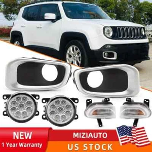 For Jeep Renegade 2015-2018 LED DRL Fog Light Lamp Cover Bezel Wiring Switch Kit - Picture 1 of 17