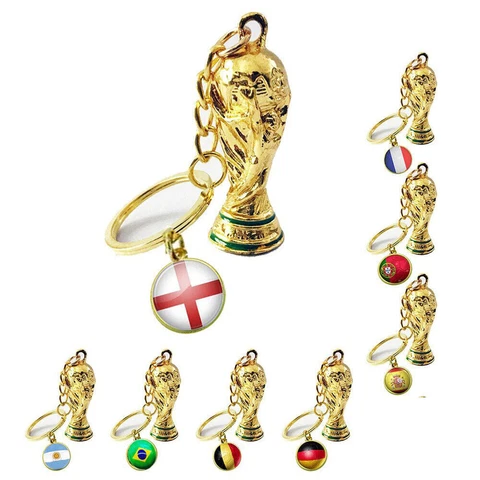 2022 Qatar World Cup Football Souvenirs Cup National Soccer Flag Alloy Keychains Cover