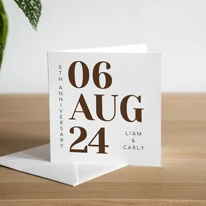 Tarjeta Personalizada 5º Aniversario Boda Esposa Madera Aniversario Regalo Marido - Imagen 1 de 2