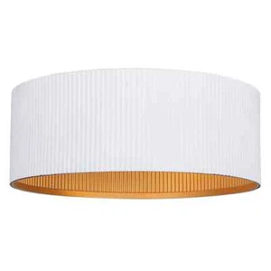 13.875 in. 2-Light Matte White Flush Mount with Gold Shade - Picture 1 of 2