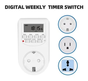 Programmable Digital Timer Switch 12/24 Hour Timing Socket EU/UK/US Plug Outlet - Picture 1 of 21