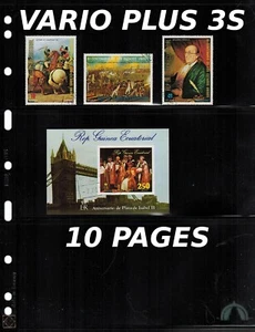 10 PAGES VARIO PLUS 3S Pocket Pages for Stamp, Currency Collecting Black - Picture 1 of 7