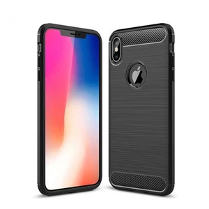 Housse pour Apple iPhone Xs Max housse de téléphone portable étui en silicone housse couleur carbone - Photo 1/6
