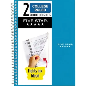 Small Spiral Notebook, 2 Subject, College Ruled Paper, 9-1/2" x 6", 100 Sheet... - Picture 1 of 7