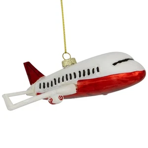 Northlight 5.75" Blanco y Rojo Avión Vidrio Adorno Navidad - Imagen 1 de 5
