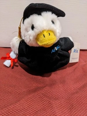 Aflac Duck 毕业礼物 6 英寸礼服帽文凭全新带标签毛绒填充动物 — 第 1/3 张图片