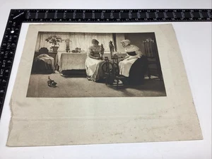 P1-3 Kunstdruck Papier Radierung Druck Fotogravur Carl von Marrs The Gossip Lady Yarning - Bild 1 von 11