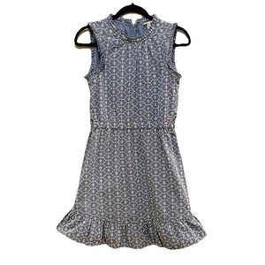 GUESS Lt Blue Embroidered Eyelet Fit and Flare Dress Girls Sz 14 (Womens XS) - Picture 1 of 7