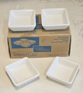 Pampered Chef Simple Additions Petite Squares #1990 White 2 1/2" Set of 4 - Picture 1 of 3