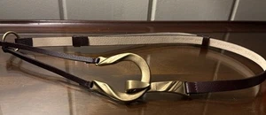 Damen CHICO'S braun Leder messingfarben Verschluss verstellbar Ledergürtel Größe M/L - Bild 1 von 3