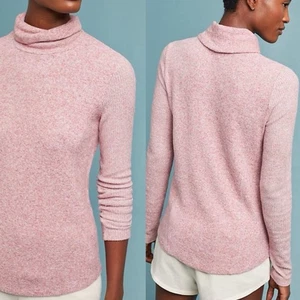 Anthropologie Saturday Sunday Brushed Fleece Turtleneck Sweater Pink Womens M - Picture 1 of 10