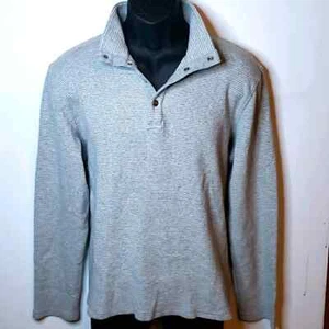 Michael Kors Pullover Gray White Waffle Shirt Sz XL Men Snap Neck - Picture 1 of 7