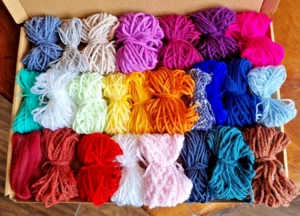 Bundle Mixed Yarn Wool/ Job Lot Knitting Crochet Squares Pompom Crafts Toys - Picture 1 of 4