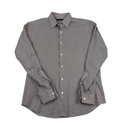 Camisa Theory Silvain Colvin Granate Blanco Rayas Abotonada Talla M 100% Algodón Foto 1 de 4