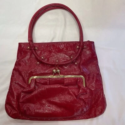 Cartera de charol roja Goldenbleu de lujo vintage cerradura de beso mafia esposa dinero viejo Foto 1 de 4