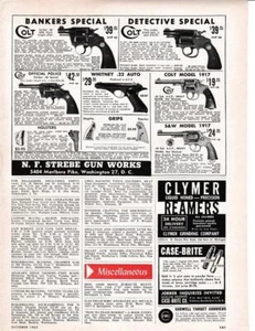 Anuncio impreso Strebe Gun Works Shop 1962/lavado DC/colt .38/S&W .45/Whitney .22 - Imagen 1 de 1