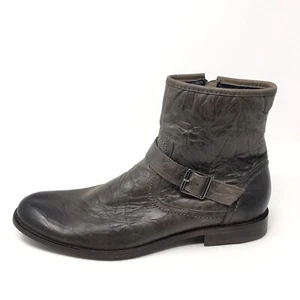 Herren DW Knitter Leder Elegant Stiefel Reißverschluss und Schnalle Grau Größe 11-11,5 - Bild 1 von 12