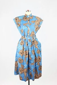 Conjunto Falda Completa Camisa Polialgodón Floral Azul LADY RUSTAN Vintage Años 90, Talla 12 - Imagen 1 de 12