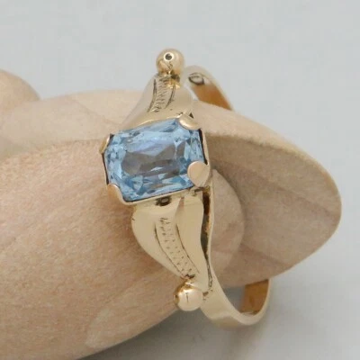 Vintage Ring Damen mit Blautopas Besatz in 750/18K Rotgold Gr. 53 - Bild 1 von 4