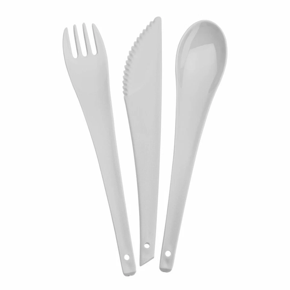 Koziol Rio Besteck-Set 3-tlg. Löffel Gabel Messer Besteck Kunststoff Soft Grey - Bild 1 von 1