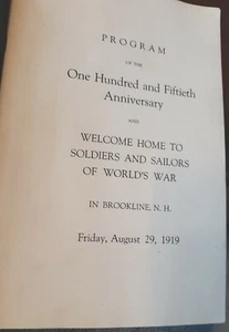 Brookline N.H. 150th anniversary & WWI soldiers and Sailors WWI booklet photos - Picture 1 of 10