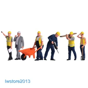 6pcs 1/50 Construction Workers Man Miniatures Figures Model For Cars Trucks Toy - Picture 1 of 4