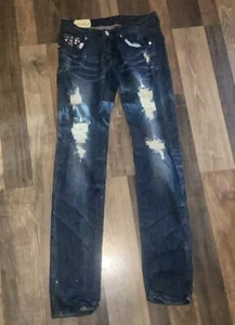MACHINE POUR NEUF MODE Jeans Juniors   Size 9 Distressed Destructed Stretch - Picture 1 of 14