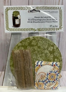 Mason Jar Label Kit Lid Covers Gift Tags Sticker Labels Green 12 Jars Twine NEW - Picture 1 of 1