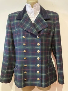 Superb Ladies Lead Rein In Hand Driving Jacket Navy Tartan Size 8 - Picture 1 of 4