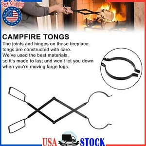 26 Inch Campfire Tongs Log Grabber Firewood Fire Pit Tool Camping Fireplace UE - Picture 1 of 14